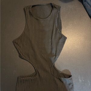 Black Ribbed Cutout Top